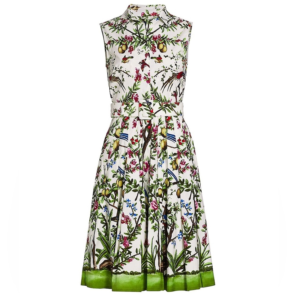 Samantha Sung Audrey 4 lemon tree print  Streatchabke cotton pleeted dress